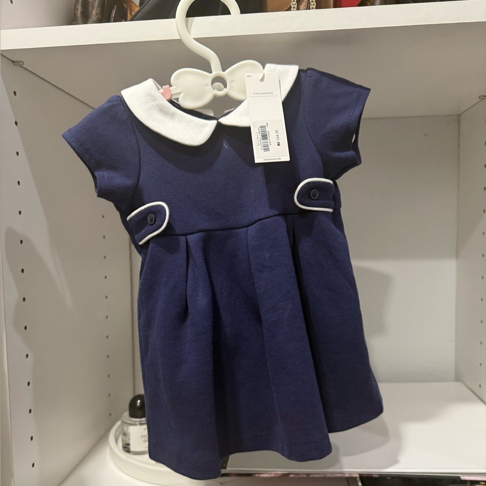 Janie and Jack Navy Blue Dress with White Accents